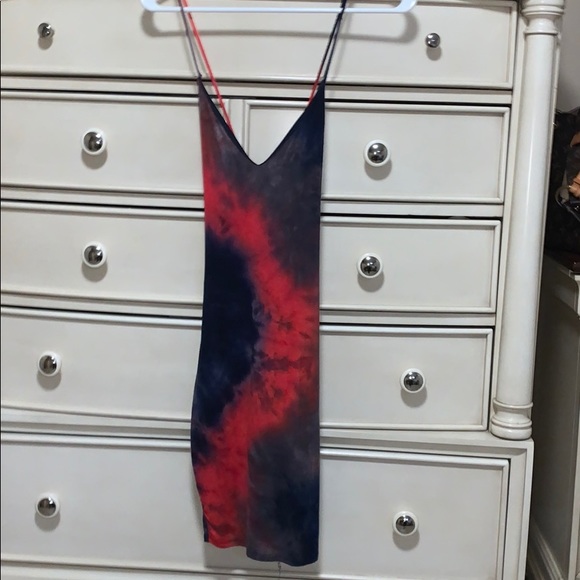 blue and red tie dye fitted dress - Picture 1 of 3
